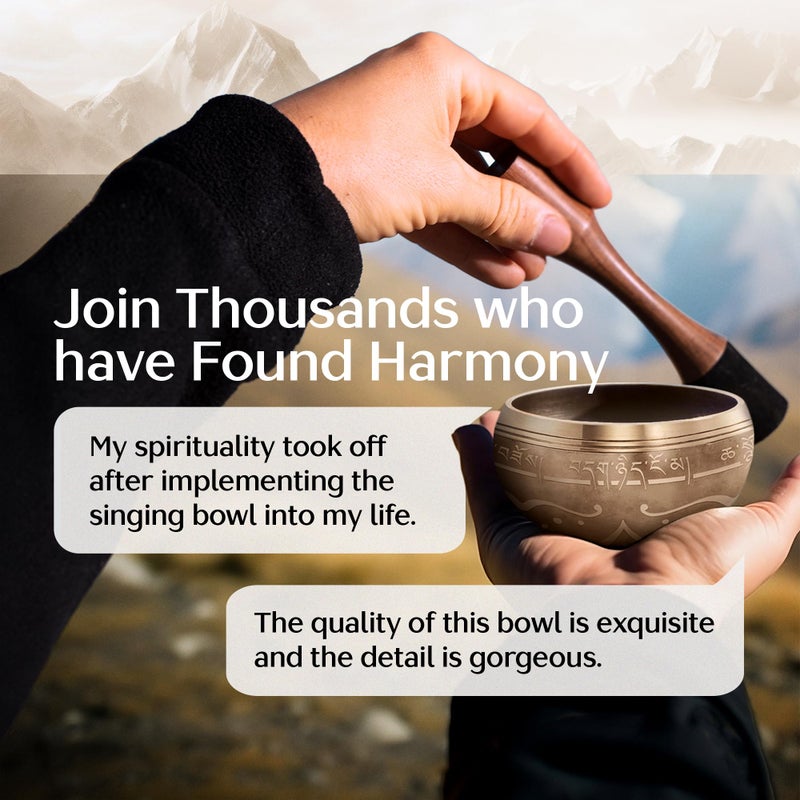 Silent Mind Handmade Tibetan Etched Singing Bowl Set â€“ Sound Bowl & Meditation Bowl with Cushion, Mallet & Guide â€“ Mindfulness Gift Ideas â€“ Relaxation Instruments â€“ Portable Meditation Kit - Image 3
