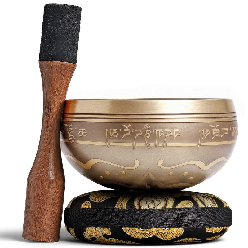 Silent Mind Handmade Tibetan Etched Singing Bowl Set â€“ Sound Bowl & Meditation Bowl with Cushion, Mallet & Guide â€“ Mindfulness Gift Ideas â€“ Relaxation Instruments â€“ Portable Meditation Kit - Image 2