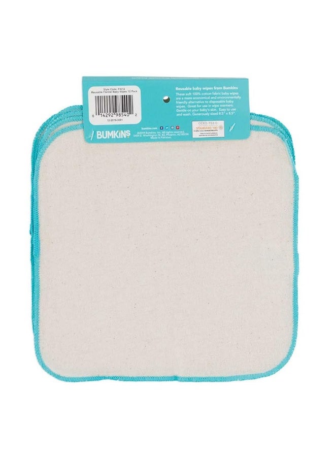 Bumkins Reusable Flannel Baby Wipes, 12 Count, Natural - Image 5