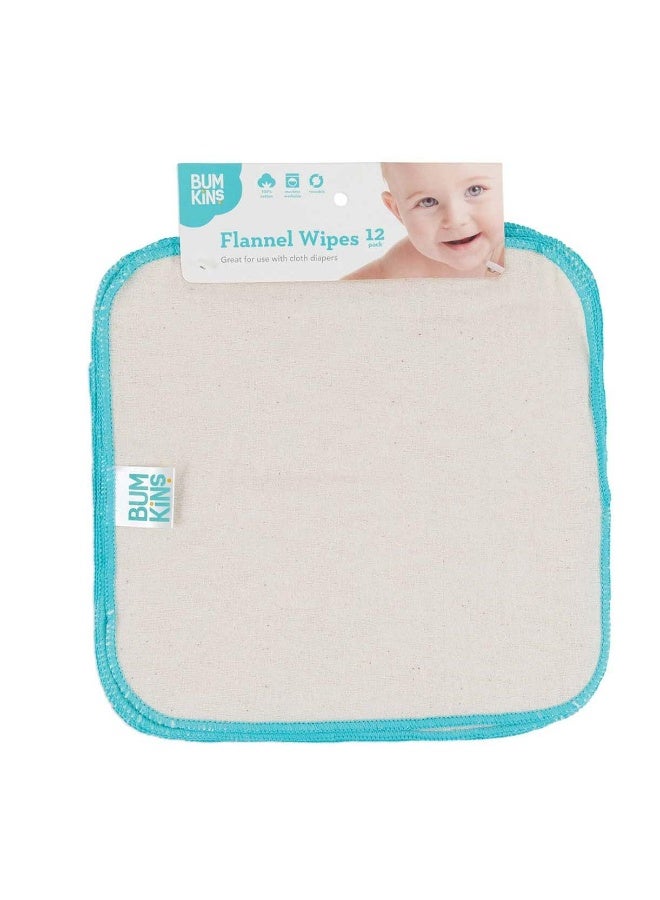 Bumkins Reusable Flannel Baby Wipes, 12 Count, Natural - Image 4