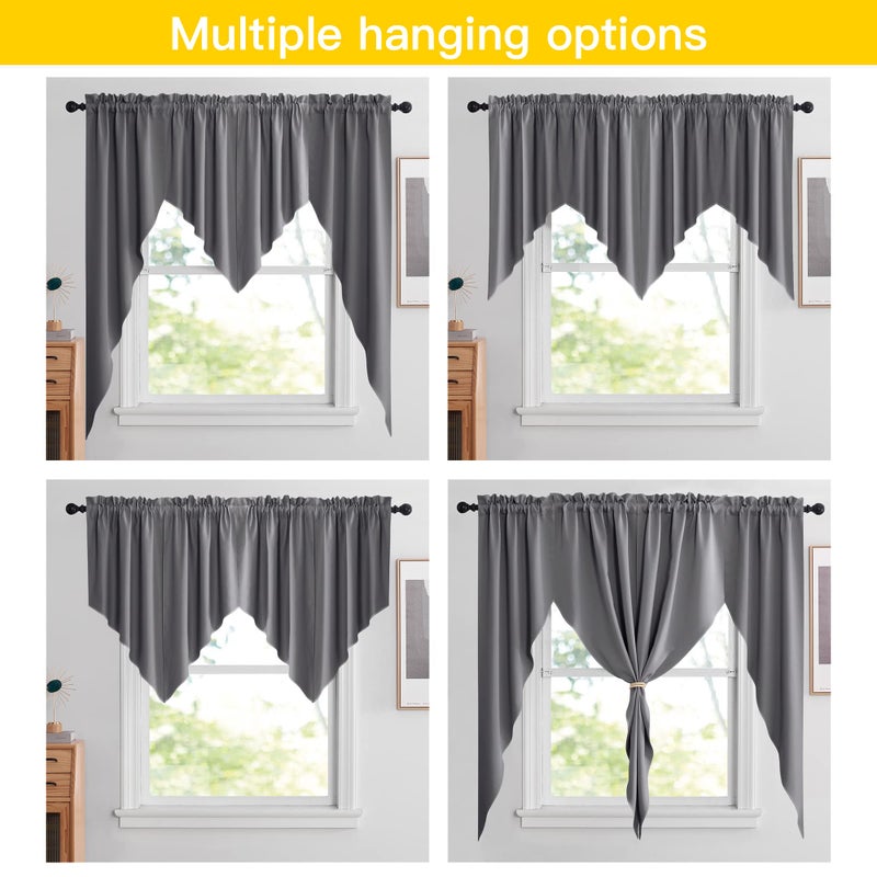 نايس تاون Nicetown Blackout Window Window Treatment Pocket Beact Beacting Tier-FaLance/Swags مصممة خصيصًا لغرفة المعيشة (زوج واحد 36 بطول 63 بوصة كل لوحة رمادية)  - Image 2
