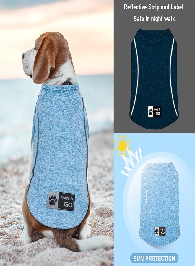 KYEESE Dog Shirt Medium Dog Quick Dry Soft Breathable Dog T-Shirt with Reflective Stripe Lightweight Tank Top Summer Sleeveless Vest Pet Apparel,XXXL,Blue - Image 3