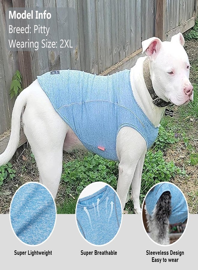 KYEESE Dog Shirt Medium Dog Quick Dry Soft Breathable Dog T-Shirt with Reflective Stripe Lightweight Tank Top Summer Sleeveless Vest Pet Apparel,XXXL,Blue - Image 2