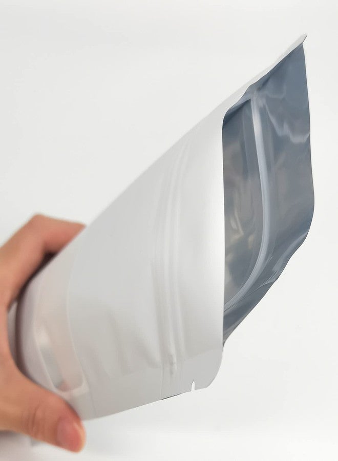 AQRICHFOX 50 Pieces Stand Up Food Storage Pouchs with Transparent Window Resealable Zip Lock Smell Proof Bags for Food Storage (White) - Image 4