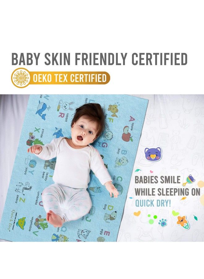 QUICK DRY Sheet Printed Waterproof Baby Bed Protector - Highly Absorbent Play Mat for Babies (Small, 70 x 50 cm, Blue - ABCD) - Image 3