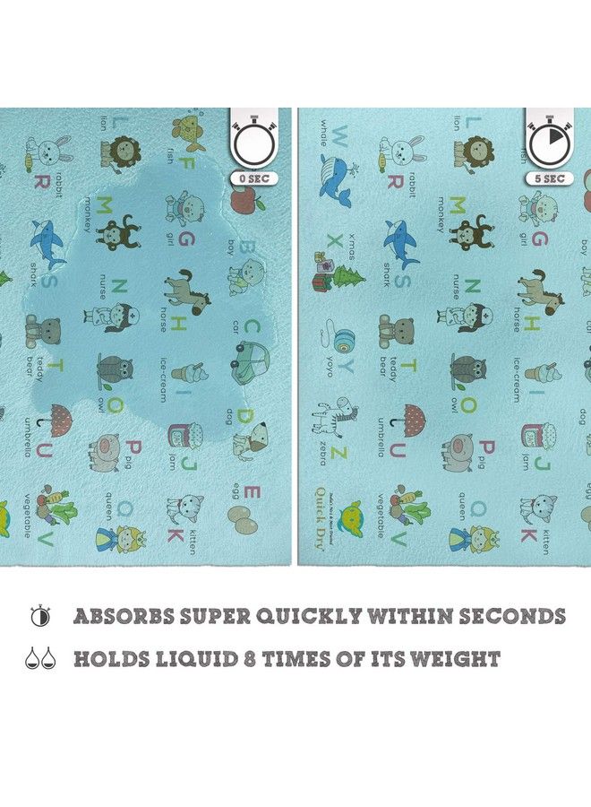 QUICK DRY Sheet Printed Waterproof Baby Bed Protector - Highly Absorbent Play Mat for Babies (Small, 70 x 50 cm, Blue - ABCD) - Image 4