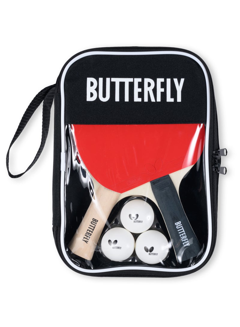 Butterfly Set Easy Complete Table Tennis Set with 2 Rackets and 3 Balls, Carry Case Included, Ideal for Beginners and Recreational Players - Image 1