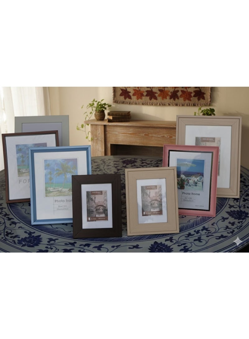 طقم إطارات صور من PVC عدد 2 مقاس 8×10 إنش (20×25 سم)، إطار بلون خشبي بني مع ظهر خشبي، مناسب للطاولة أو التعليق على الحائط للمنزل والمكتب - Image 5