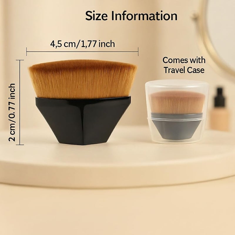 BEAHOT 4 Pack Foundation Makeup Brush - Flat Top Travel Kabuki Brushs Momma Brush for Blending Liquid, Cream or Flawless Powder Cosmetics with Protective Case, Easy to Carry - Image 2