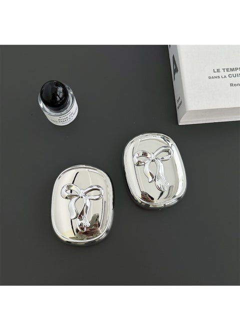 Silver Plated Three-Dimensional Bow For Airpods Max2 Protective Cover For Apple Headwear Ear Cap Earmuffs Earphone Case-Color:Electroplated Silver Bow-Applicable Model:Universal For Airpods Max/airpods Max2