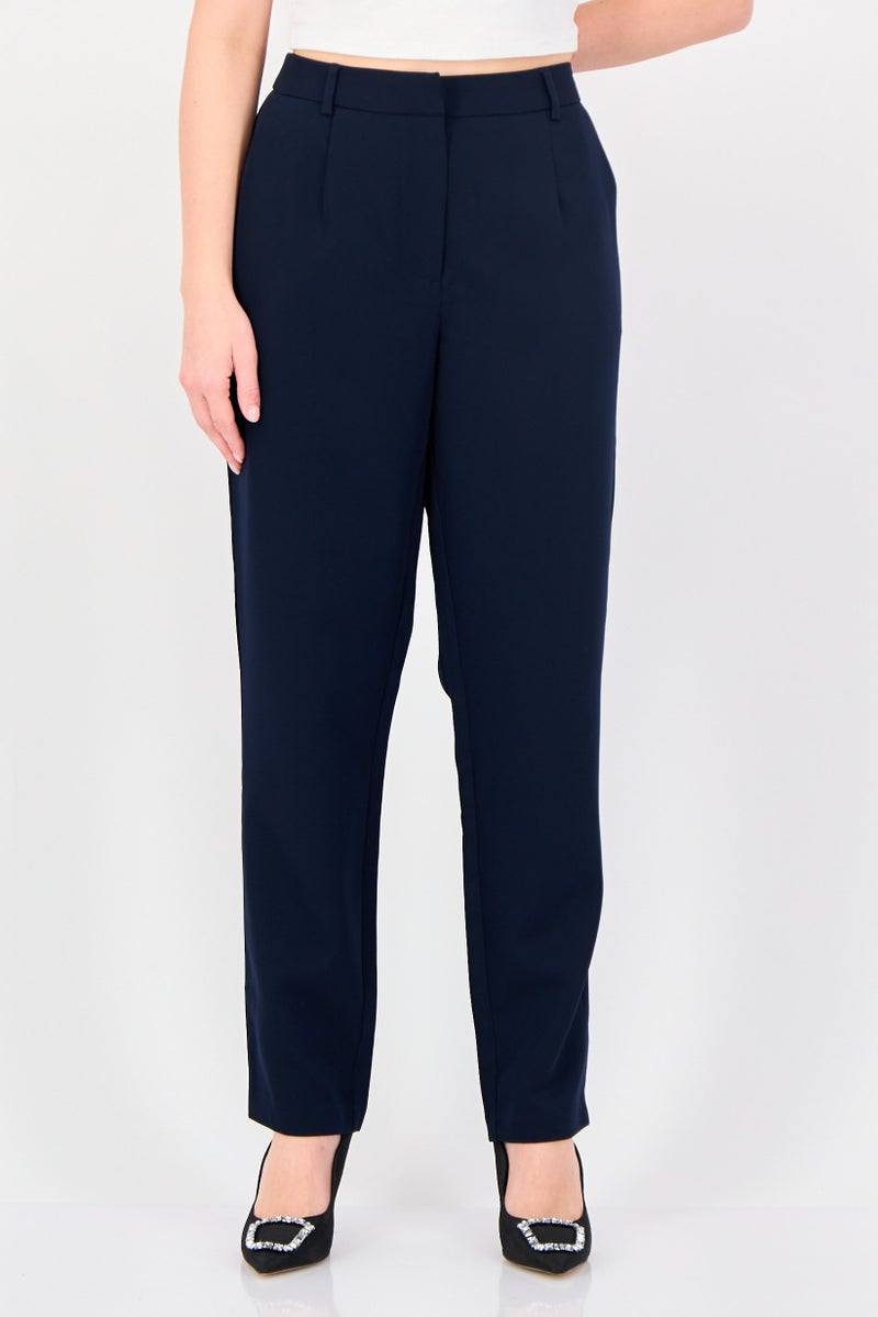 Fire & Glory Women Regular Fit Plain Dress Pants, Navy - Image 1
