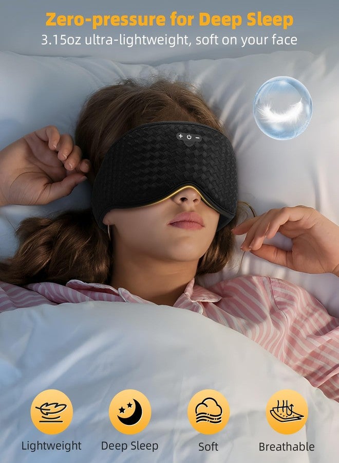 Mixiba 3D Contoured Sleep Mask with Bluetooth Headphones, Adjustable Blackout Sleeping Mask, Easy Installation Sleeping Headphones with Ultra-Thin Stereo Speakers for Men, Women - Black - Image 4