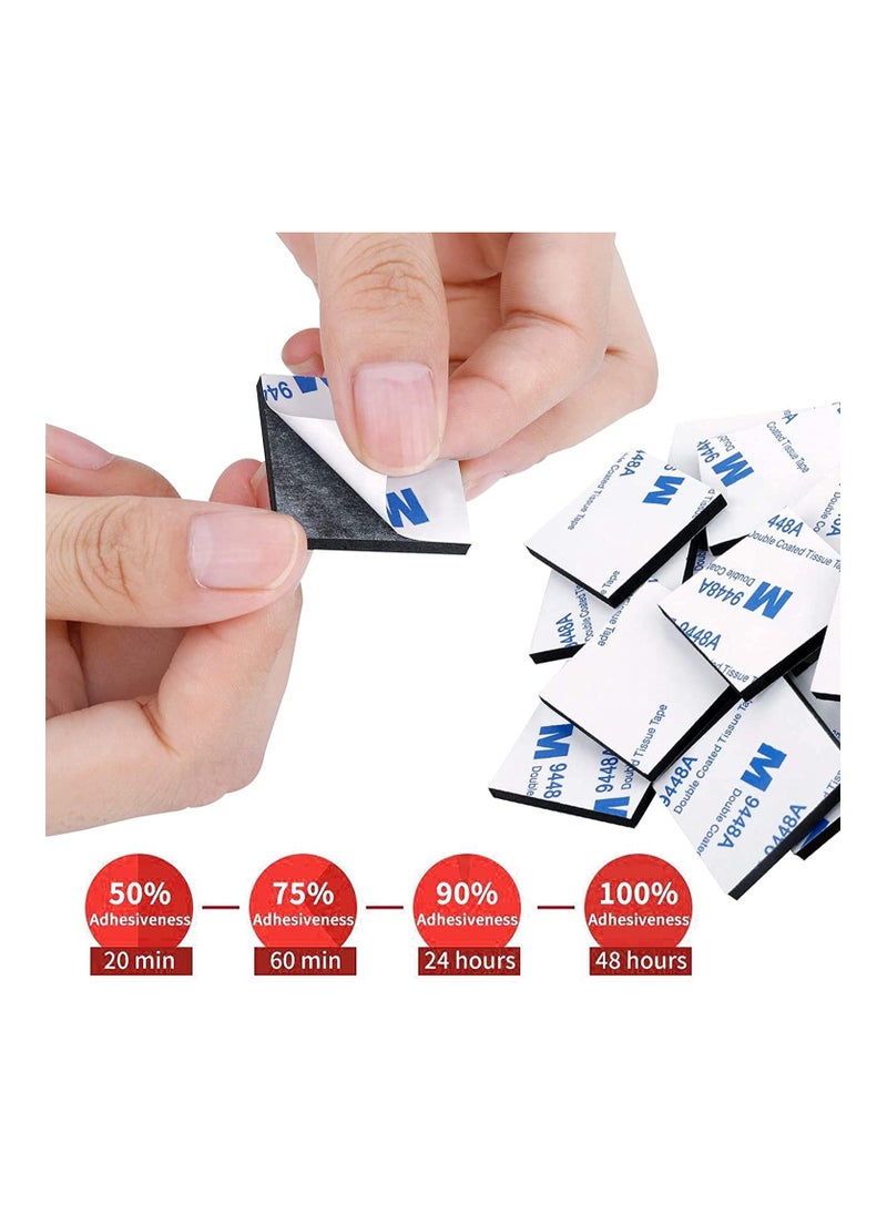 3M - 100 Pack Square Double Sided Foam Tape Strong Pad Mounting Adhesive (Black) - Image 1
