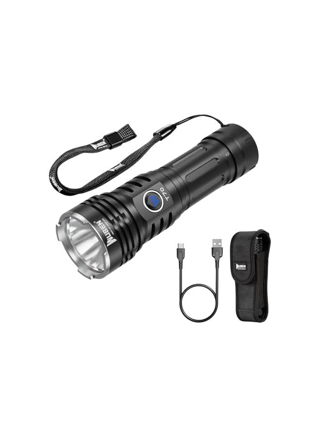 WUBEN T70 Rechargeable Torch Light, 4200 Lumens Super Bright Torch with Holster, USB-C Charging LED Torch with 6 Mode, IP68 Waterproof 5000mAh High Power Tactical Torch for Camping, Searching, Hunting - Image 2