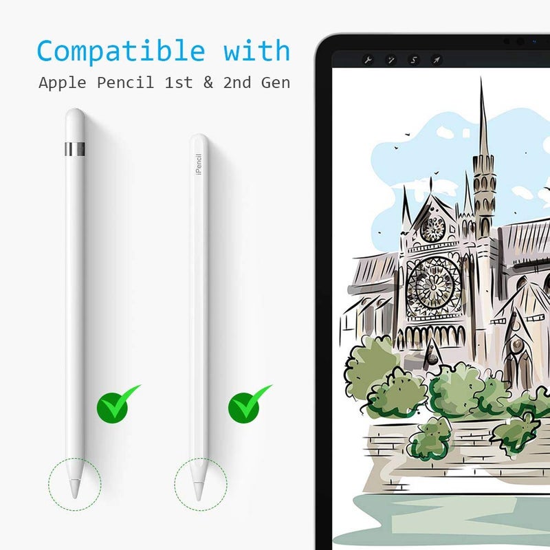 MJKOR Soft Paperfeel Damping Tips Replacement Compatible with Apple Pencil 1st Gen & 2nd Gen, Noise Reducing Pen Nibs for iPad Pro(2 PCS) - Image 2