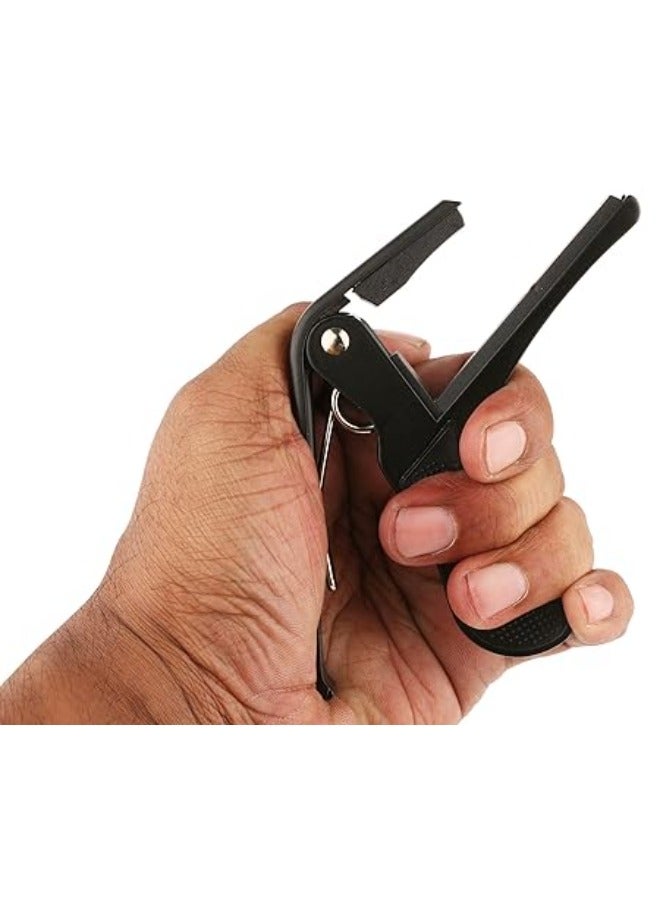 كابو معدني لتثبيت الاوتار للعب على الجيتار بيد واحدة من جواريز، سريع التبديل، مصنوع من خليط معدني، مناسب للاكلال والجيتار الكهربي والعادي - لون فضي/ اسود طراز JRZ250 - Image 2