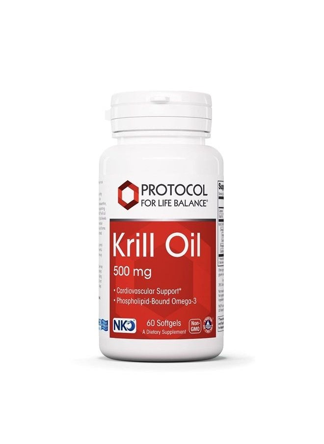 Protocol For Life Balance - Protocol Krill Oil 500mg - Omega-3 Support for Heart, Brain, and Joints - 60 Softgels - Image 1