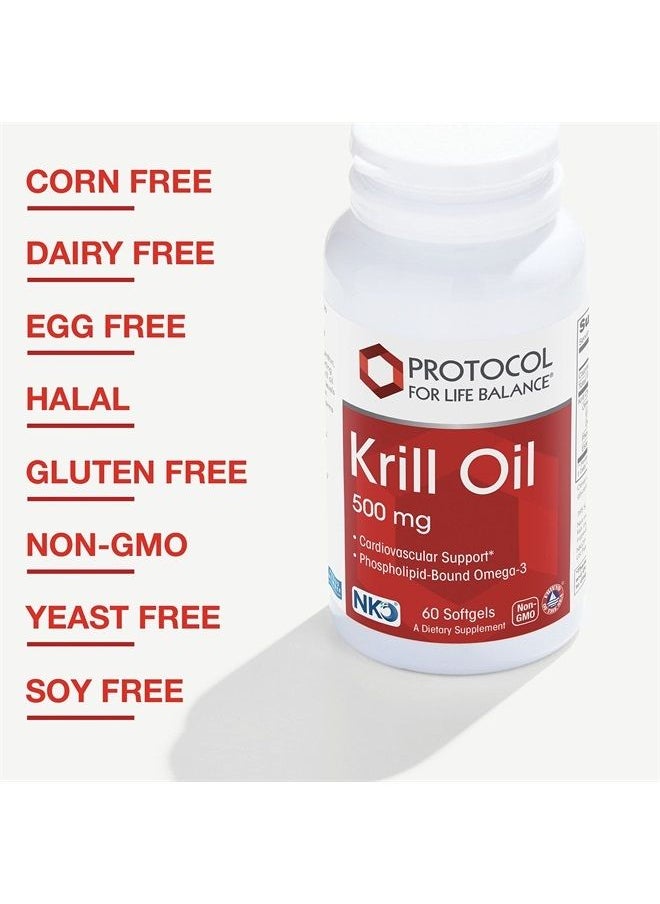 Protocol For Life Balance - Protocol Krill Oil 500mg - Omega-3 Support for Heart, Brain, and Joints - 60 Softgels - Image 1