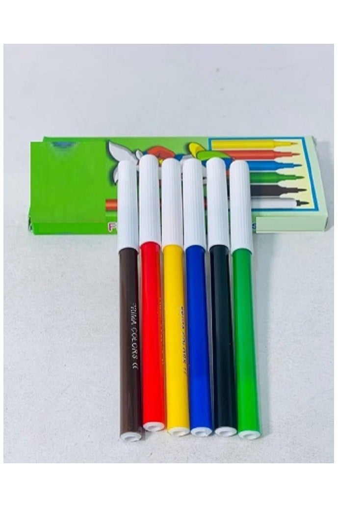 Box 27-piece school supplies set (Highlighter pencil case + 12 felt-tip pens + 2 blue ballpoint pens + watermelon ballpoint pen + lipstick stick + cartoon notebook + sticky notes + 4 colored highlighters + correction tape + 3 cartoon ballpoint pens) - Image 5