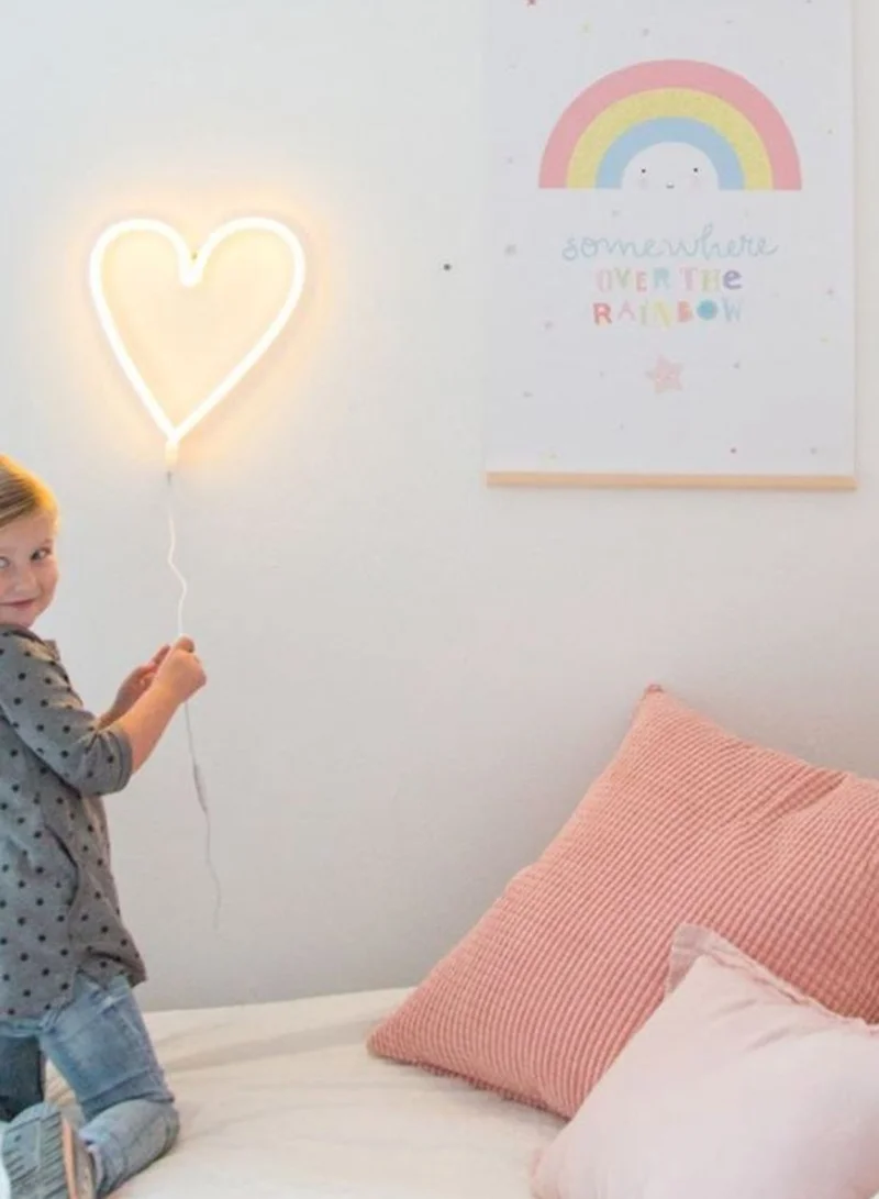 A Little Lovely Company Neon Yellow Heart Light