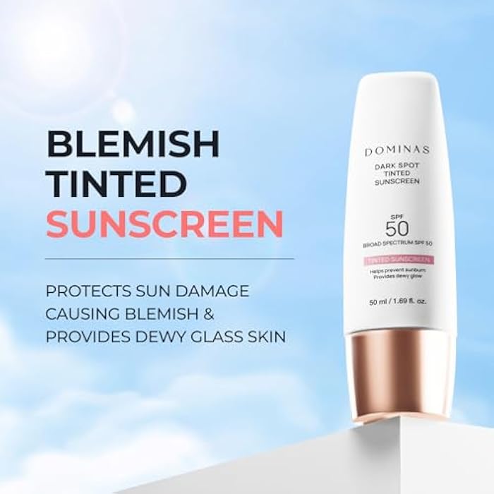 DOMINAS SPF 50 DOMINAS Tinted Sunscreen Moisturizer (1.7fl oz) - Tone Correction, Korean Skin Care, Broad-Spectrum UV Defense Sunblock, Water-in-Oil Formula for Lightweight, Panthenol, Sun Cream - Image 2