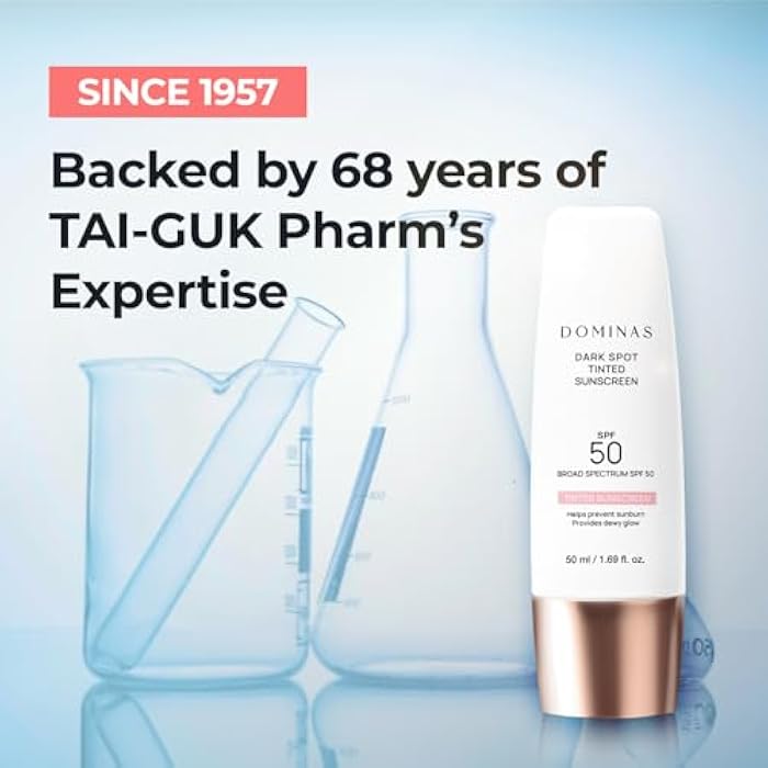 DOMINAS SPF 50 DOMINAS Tinted Sunscreen Moisturizer (1.7fl oz) - Tone Correction, Korean Skin Care, Broad-Spectrum UV Defense Sunblock, Water-in-Oil Formula for Lightweight, Panthenol, Sun Cream - Image 3
