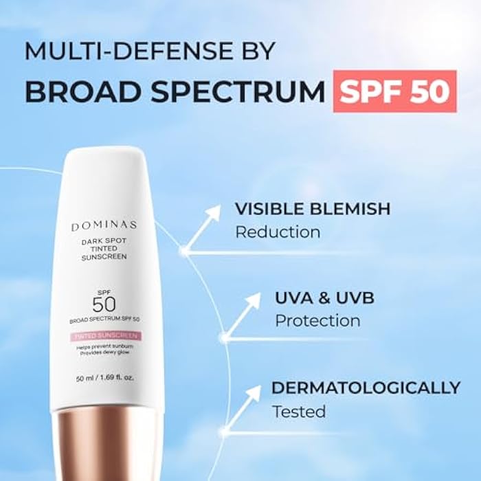 DOMINAS SPF 50 DOMINAS Tinted Sunscreen Moisturizer (1.7fl oz) - Tone Correction, Korean Skin Care, Broad-Spectrum UV Defense Sunblock, Water-in-Oil Formula for Lightweight, Panthenol, Sun Cream - Image 4