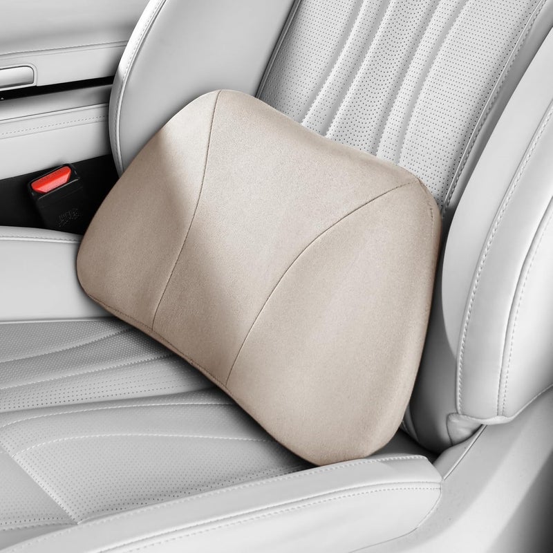 POKSRI Lumbar Support Pillow,Back Pain Relief Cushion,fits tightly around the waist,Memory Foam,Skin-friendly Suede Fabric,fit Car Drive,Office chair,Rest seat,Improve Posture,Portable,15.5''Lx 8.7''H - Image 1