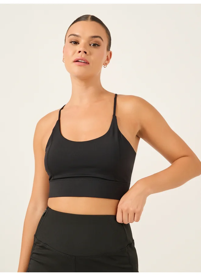 ستايلي Styli Active V Strap Back Cut Out Medium Impact Sports Bra