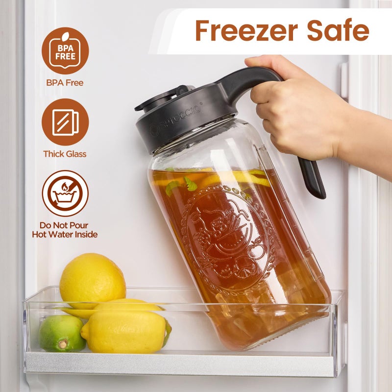 Spreccio Mason Jar Pitcher with Tea Filter, Airtight & Leakproof Glass Pitcher with Lid, 64 oz Sun Tea Glass Jar for Outside, Perfect for Sun Tea, Lemonade, and iced Tea - Image 5