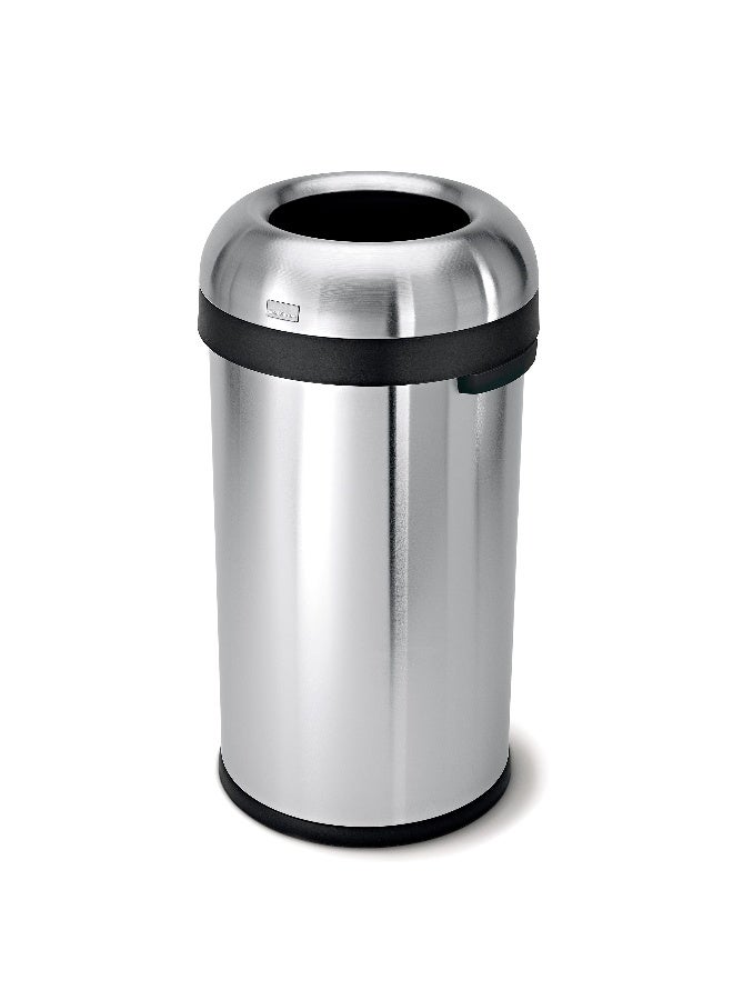 simplehuman 60 Liter 16 Gallon Bullet Open Top Trash Can Commercial Grade Heavy Gauge Brushed Stainless Steel - Image 1