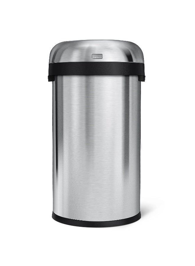 simplehuman 60 Liter 16 Gallon Bullet Open Top Trash Can Commercial Grade Heavy Gauge Brushed Stainless Steel - Image 2