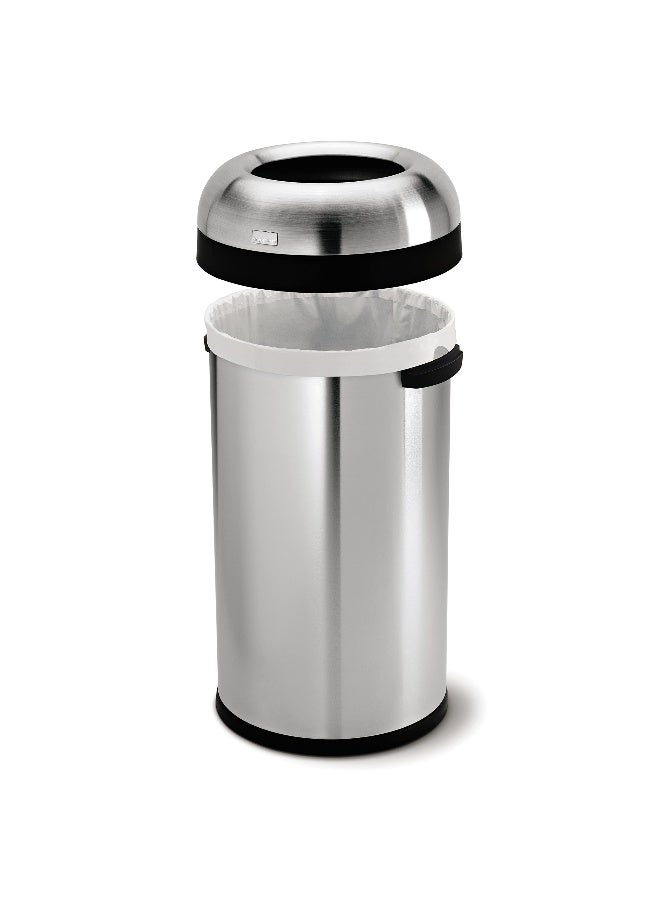 simplehuman 60 Liter 16 Gallon Bullet Open Top Trash Can Commercial Grade Heavy Gauge Brushed Stainless Steel - Image 3