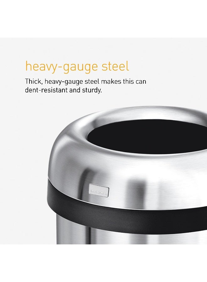 simplehuman 60 Liter 16 Gallon Bullet Open Top Trash Can Commercial Grade Heavy Gauge Brushed Stainless Steel - Image 4
