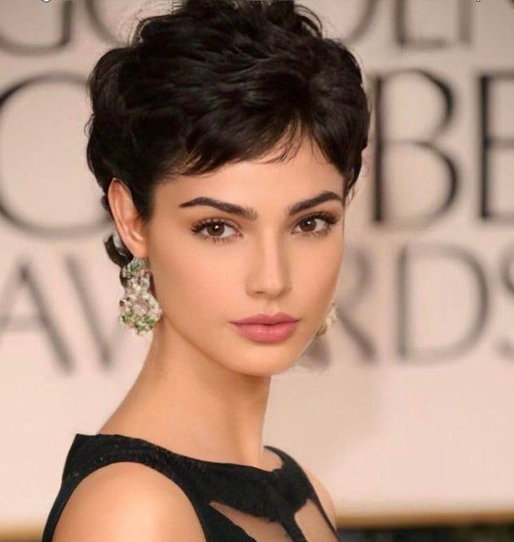 Creamily Short Hair Wig for Old Women,Synthetic Brown Pixie Cut Wig Pixie Hair Wig, Layered Full Wig for Women Full Head for Diwali/Party/Daily Use (Brown, 8 inches) - Image 2