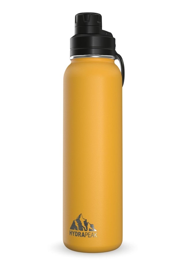 Hydrapeak 32oz Insulated Water Bottle with Chug Lid, Stainless Steel, Leak Proof, Mango - Image 1