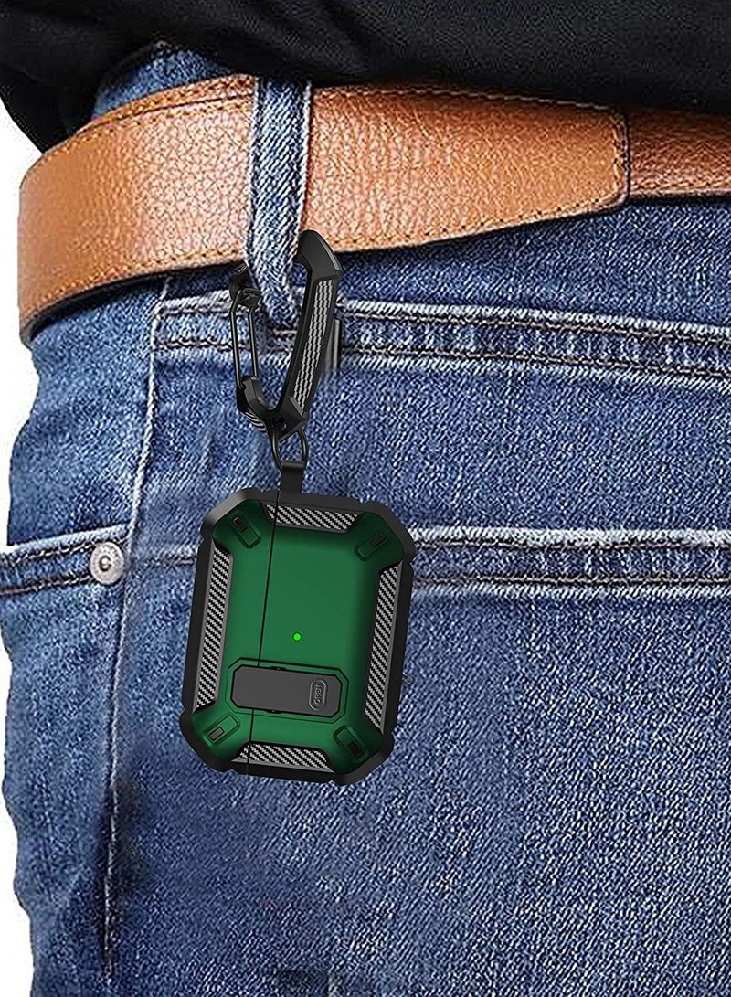 for AirPods Pro 2nd Generation Case Cover 2022, AirPods Pro 2 Protective Case with Lock Gen 2 Military Hard Rugged Shockproof Cover with Keychain Compatible with Apple Airpods Pro 2, Green - Image 3