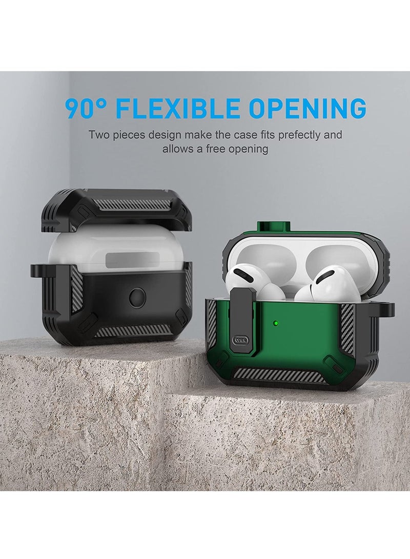 for AirPods Pro 2nd Generation Case Cover 2022, AirPods Pro 2 Protective Case with Lock Gen 2 Military Hard Rugged Shockproof Cover with Keychain Compatible with Apple Airpods Pro 2, Green - Image 4