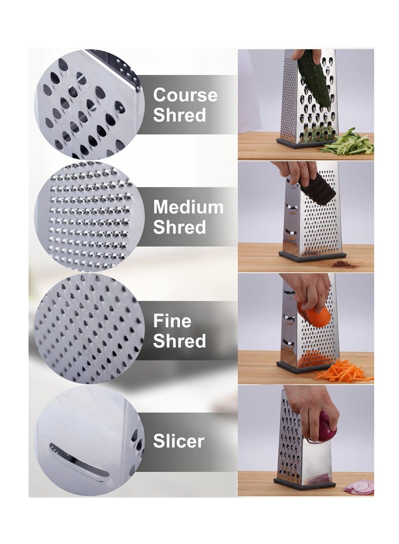 Barakah Cheese Grater, Box Grater for Cheese Stainless steel Vegetable Slicer Food Shredder 4-Sided Convenience Gadgets for kitchen - Image 3