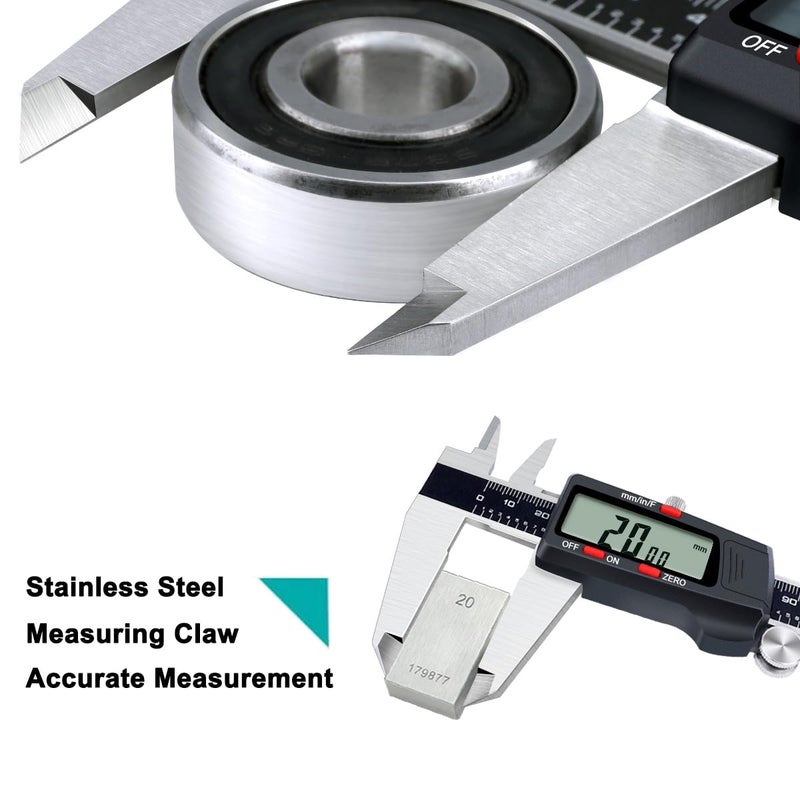 Kynup Digital Caliper, 8 Inch Micrometer Caliper Tool, Vernier Caliper with Stainless Steel Body, Large LCD Screen, Auto - Off Feature, Inch Metric Fraction Conversion (200mm) - Image 2