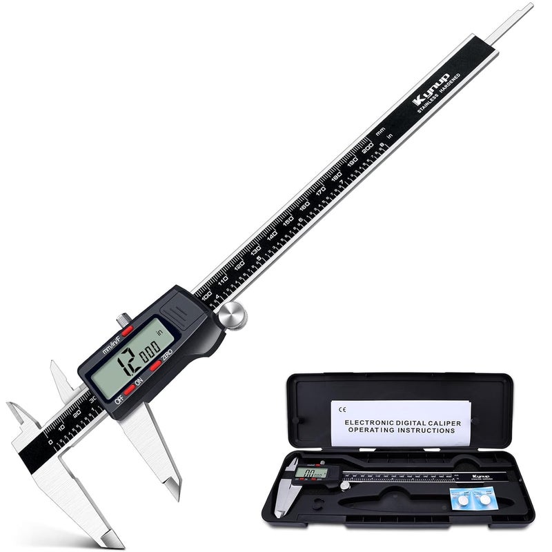 Kynup Digital Caliper, 8 Inch Micrometer Caliper Tool, Vernier Caliper with Stainless Steel Body, Large LCD Screen, Auto - Off Feature, Inch Metric Fraction Conversion (200mm) - Image 1