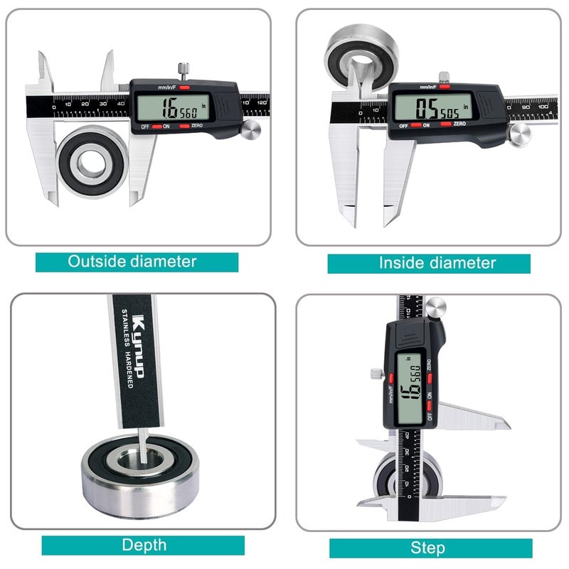 Kynup Digital Caliper, 8 Inch Micrometer Caliper Tool, Vernier Caliper with Stainless Steel Body, Large LCD Screen, Auto - Off Feature, Inch Metric Fraction Conversion (200mm) - Image 3