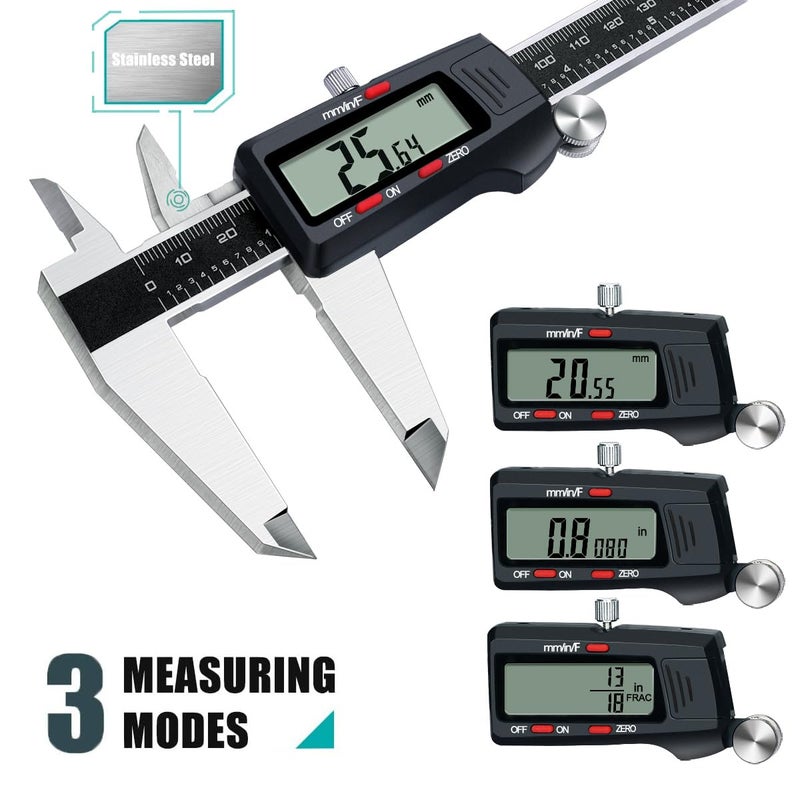 Kynup Digital Caliper, 8 Inch Micrometer Caliper Tool, Vernier Caliper with Stainless Steel Body, Large LCD Screen, Auto - Off Feature, Inch Metric Fraction Conversion (200mm) - Image 4