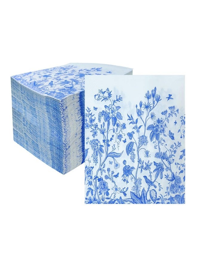 Bringsine 100 Pack Floral Paper Napkins Birds Trees Disposable Napkins Watercolor Decorative Luncheon Dinner Hand Napkins for Party Supplies Table Decor, 6.5 x 6.5 Inch - Image 1