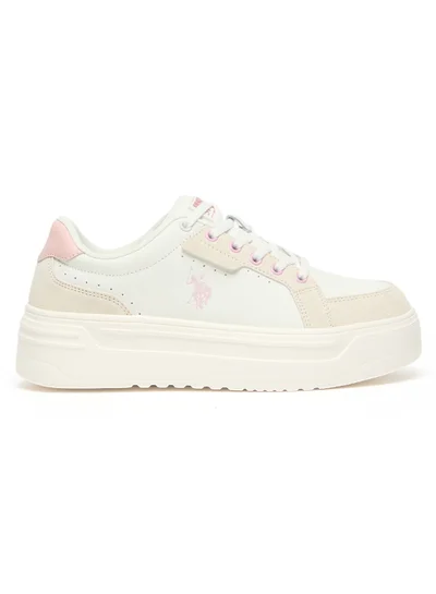 U.S. Polo Assn. Women's Platform Sneakers with Pink Logo - Stylish Lace-Up Design with Comfort Cushioned Sole for Everyday Wear