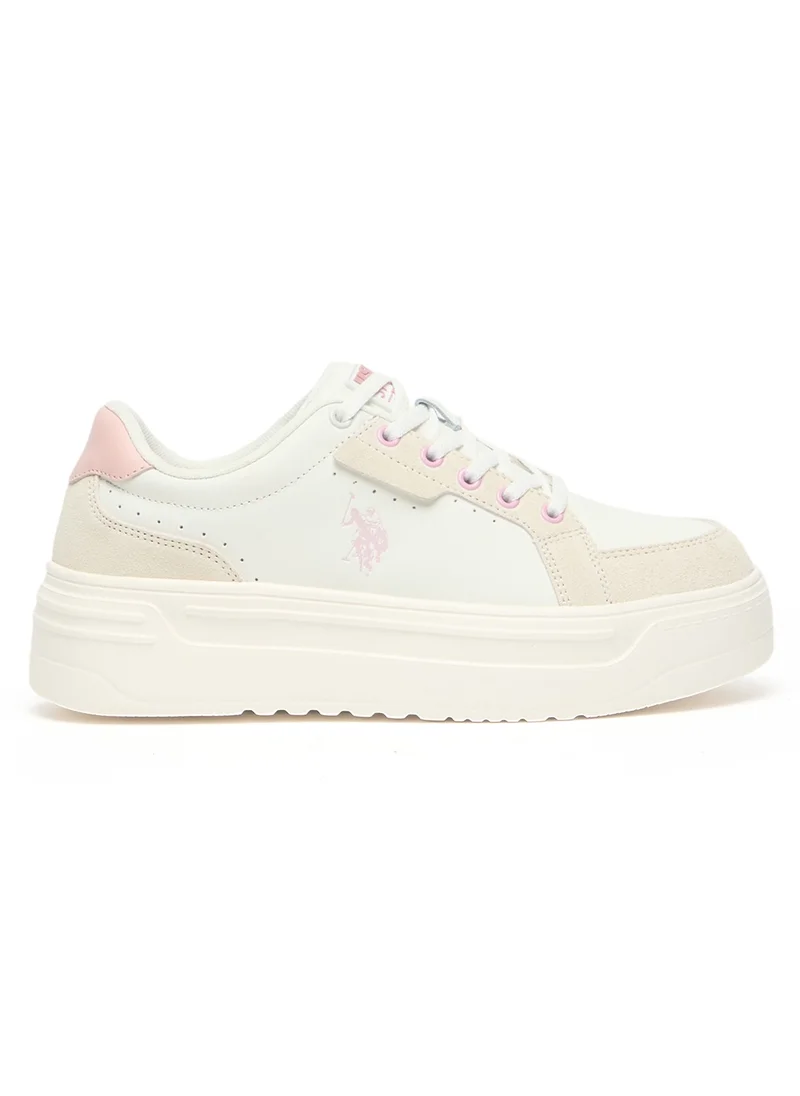 يو اس بولو اسن Women's Platform Sneakers with Pink Logo - Stylish Lace-Up Design with Comfort Cushioned Sole for Everyday Wear