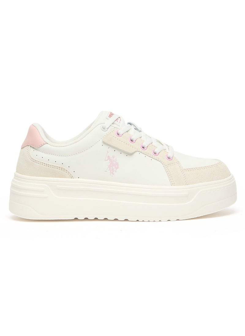 U.S. Polo Assn. - Women's Platform Sneakers with Pink Logo - Stylish Lace-Up Design with Comfort Cushioned Sole for Everyday Wear - Image 1