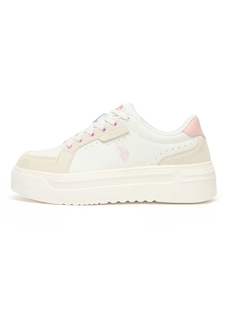 U.S. Polo Assn. Women's Platform Sneakers with Pink Logo - Stylish Lace-Up Design with Comfort Cushioned Sole for Everyday Wear