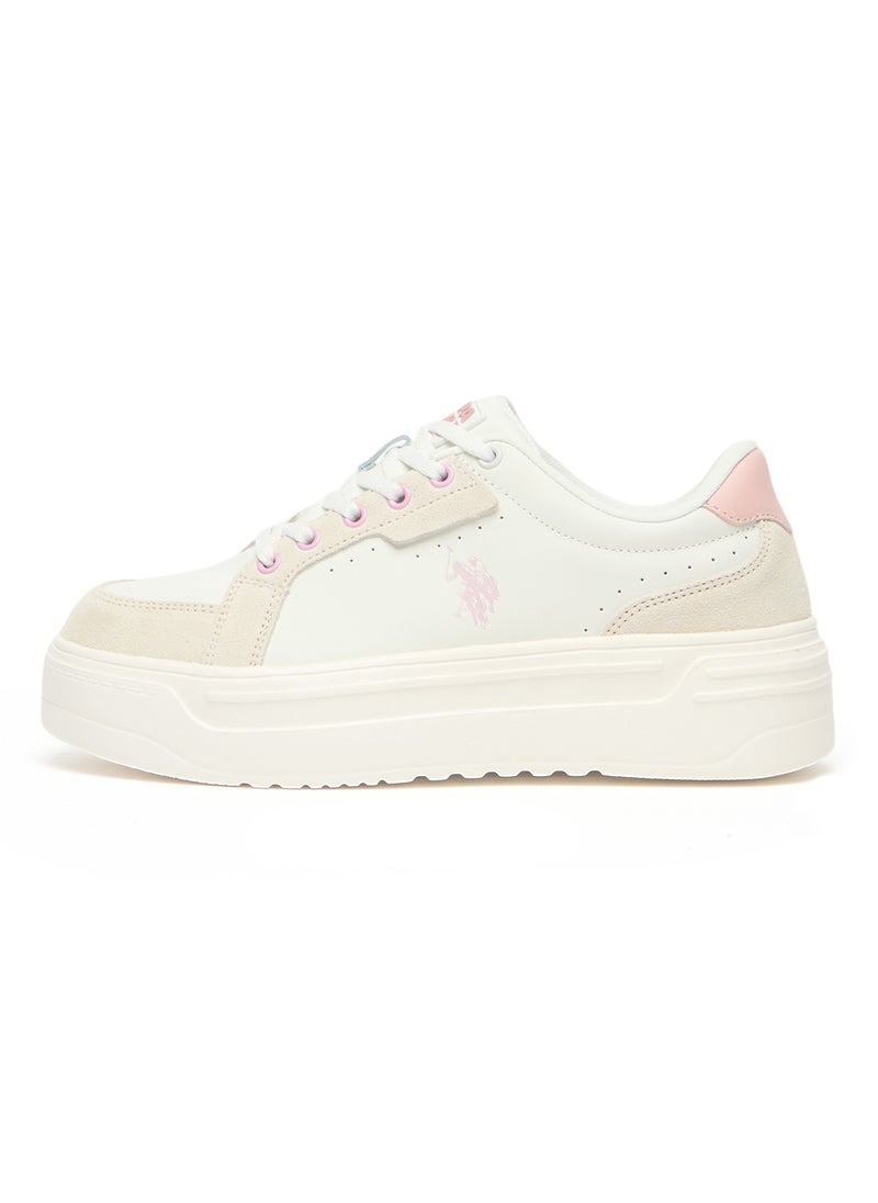 U.S. Polo Assn. - Women's Platform Sneakers with Pink Logo - Stylish Lace-Up Design with Comfort Cushioned Sole for Everyday Wear - Image 1