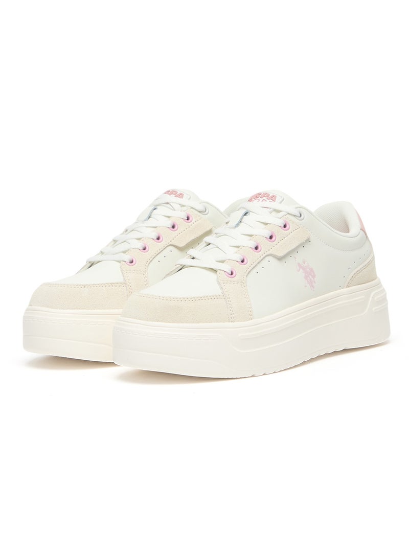 U.S. Polo Assn. - Women's Platform Sneakers with Pink Logo - Stylish Lace-Up Design with Comfort Cushioned Sole for Everyday Wear - Image 1